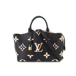 Louis Vuitton Bicolor Monogram Emplant Petit Palais PM Shoulder Bag Black Beige